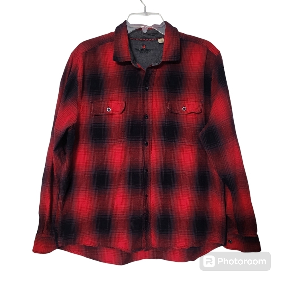 Woolrich Red Black Plaid Button Down Lumber Jack Shirt Size‎ XL